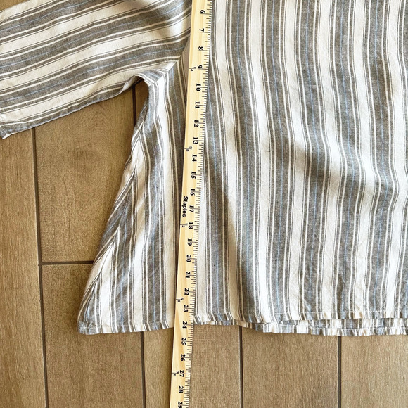 Bryn Walker 100% Linen Top Small Oversized Lagenlook Minimalist Coastal Striped - Picture 10 of 10